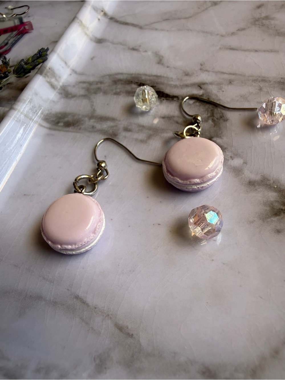 Delicate light purple Macaron Drop Earrings - Women Jewelry - Picture 2 of 2